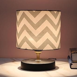 tu casa Classic Black Metal Table Lamp with Maze Print Satin Shade | Warm Night Light for Bedroom, Living Room, Study Table & Office | Decorative & Festival Gifting Lamp (9 Inch, Bulb Not Included)