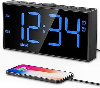 PPLEE Digital Alarm Clocks for Bedrooms Heavy Sleepers, 2 Alarms,Upgrade 7-5-2 Mode, Large Number Alarm Clock with USB Charger Ports,12/24H,Memory Function, Dimmable Simple Alarm Clock for Kids Senior