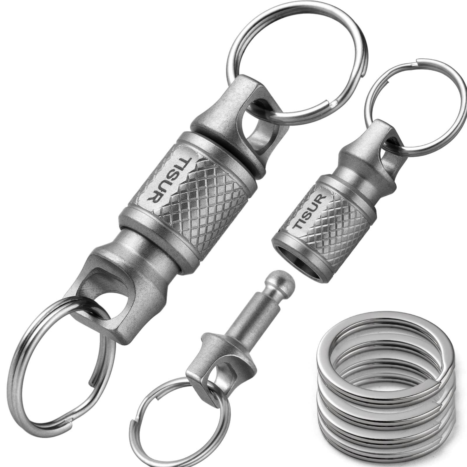 TISUR Titanium Quick Release Keychain, Retractable Key Chain Detachable Keychain Clip，Pull Apart Key Rings for Men Women