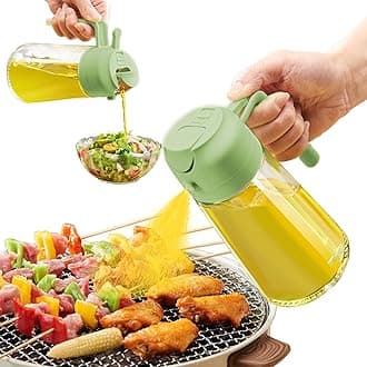 ParaCity Oil Dispenser for Kitchen, 2 in 1 oil Spray Bottle and Olive Oil Dispenser, Oil Sprayer for Cooking Air Fryer 500ML/ 17OZ for Cooking, Kitchen, BBQ, Air Fryer, Salad, Baking (GREEN)