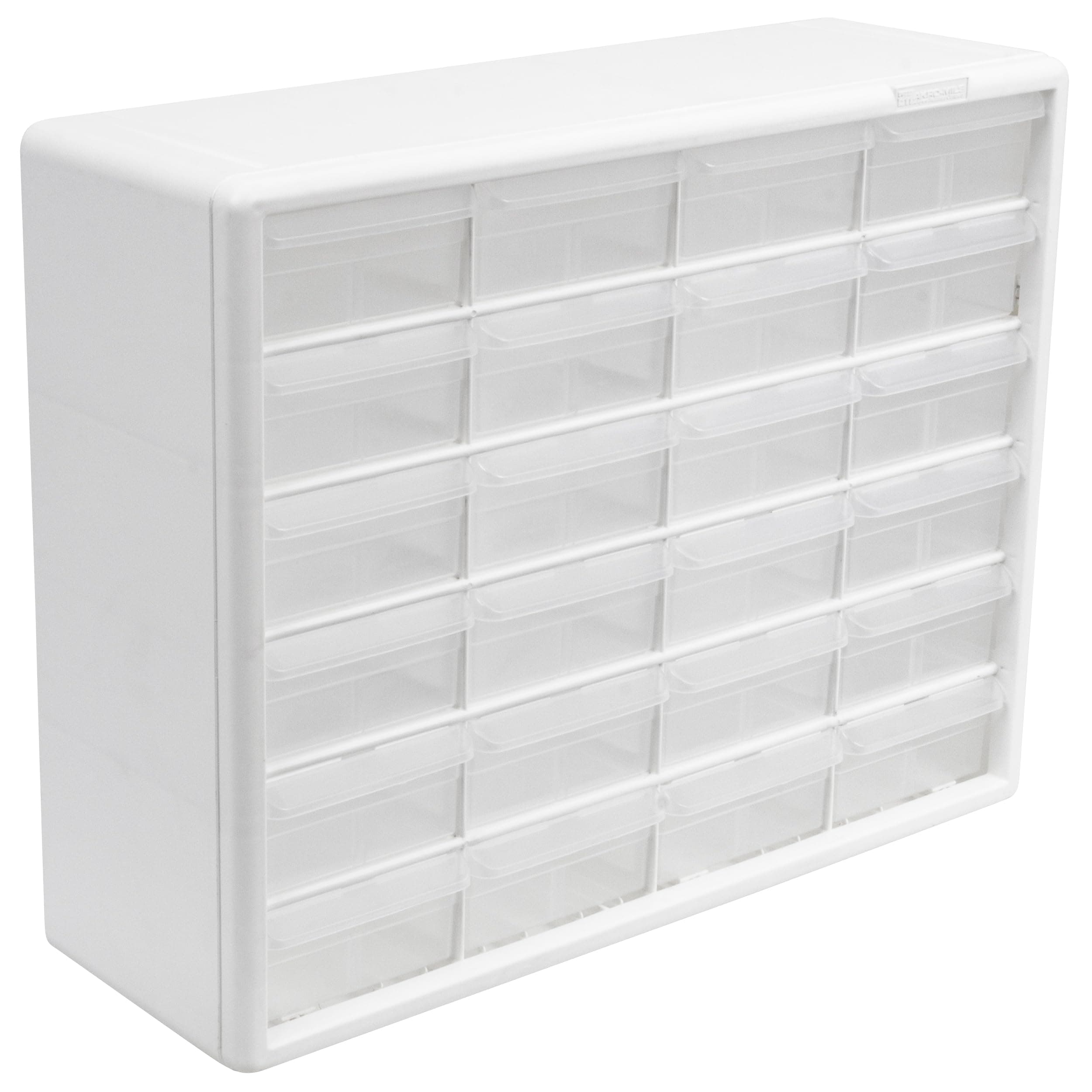 24-Drawer Plastic Drawer Storage Cabinet for Garage Organization, Bead Organizer, Building Bricks Storage, Teacher Toolbox, Makeup Organizer, 20-Inch W x 6-Inch D x 16-Inch H, 10124 White