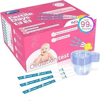 40 Count Ovulation Test Strips with Cups, Bulk Ovulation Test Strips for Women, Ovulation Predictor Kit, Accurate Fertility Tests for Home, Individually Wrapped 5mm LH