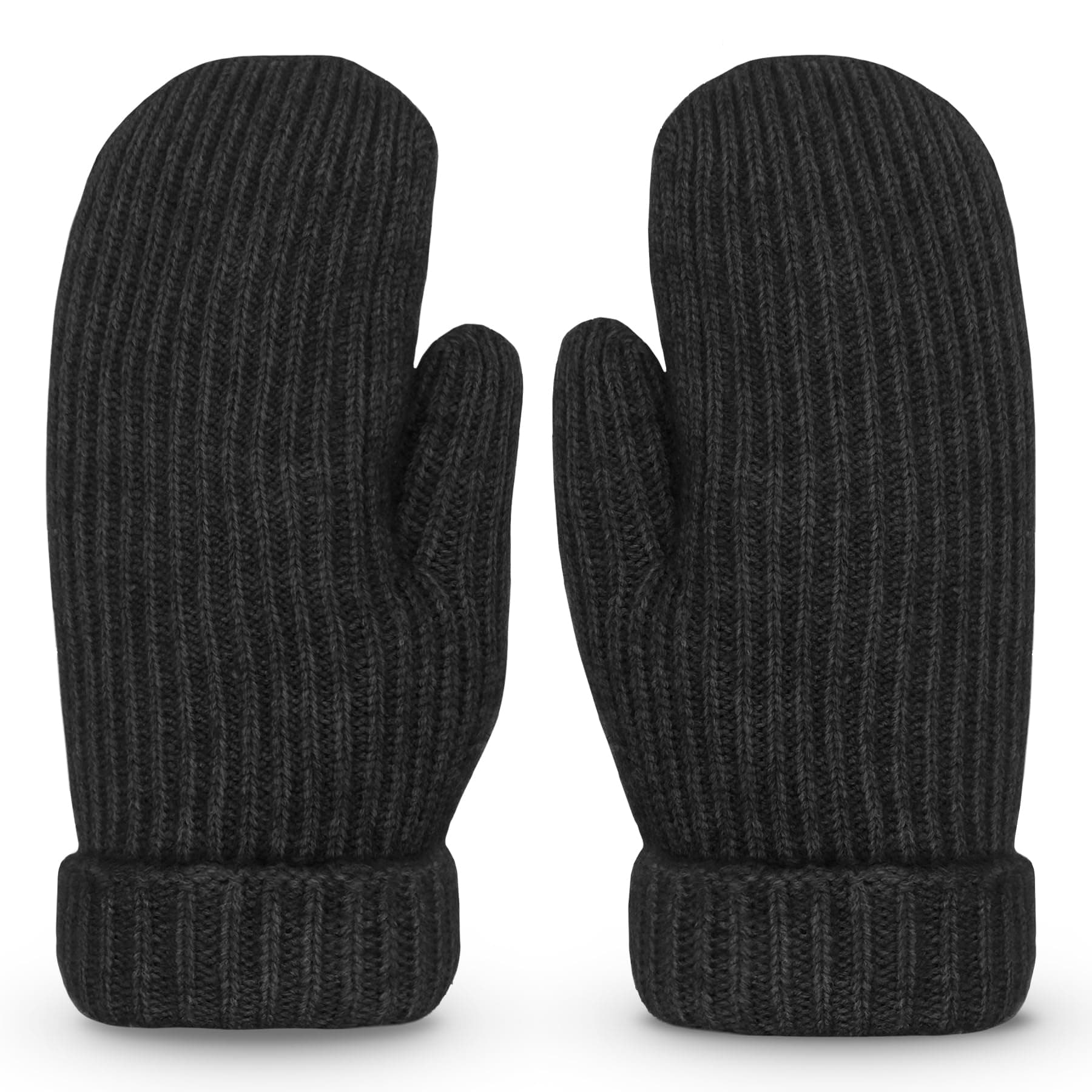 Men's Winter Gloves Warm Lining Elastic Cuff - Knit Stretchy Cold Weather Warm Knit Thick Gloves Mittens