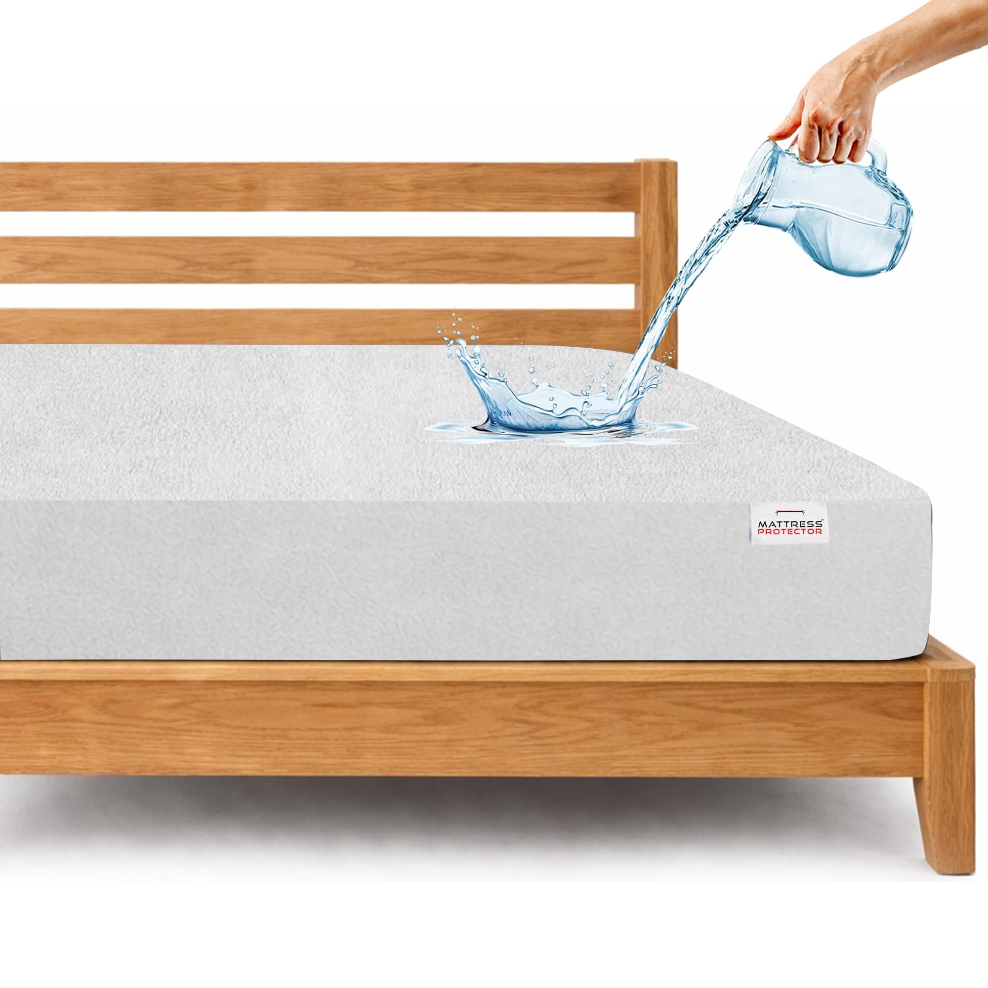 Mattress Protector Double Bed with Ultra Soft Cotton Terry Fabric – Breathable & Hypoallergenic Fitted Bed Cover for Spill, Stain & Dust Protection, 78x48 Inch (6.5x4 ft), White