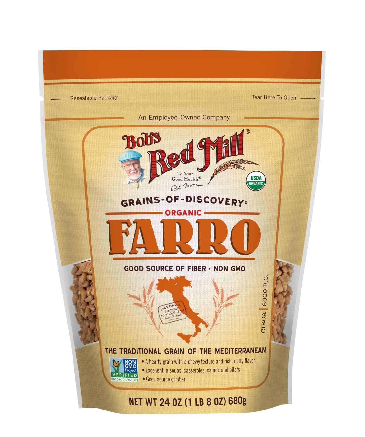Bob's Red Mill Organic Farro Grain, 24oz (Pack of 1) - Non GMO, Vegan, Kosher