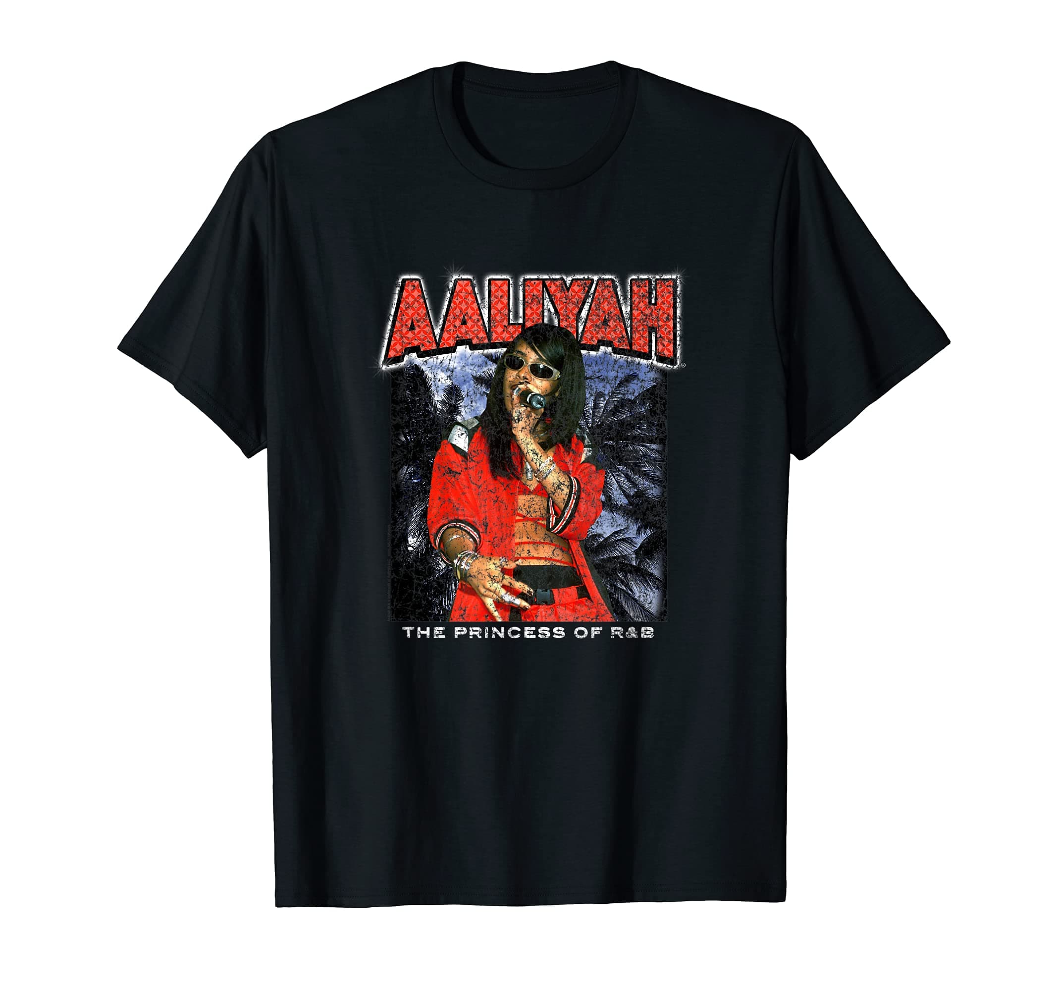 Ripple Junction x Aaliyah Red Distressed Vintage R&B Music T-Shirt