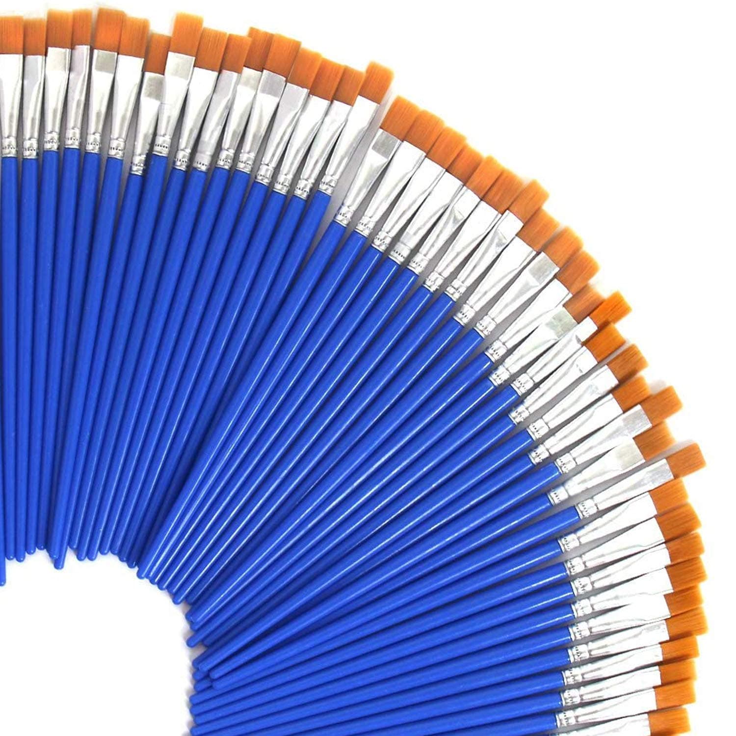 UPINS 60 Pcs 9mm Wide Flat Paint Brushes Set with Nylon Hair, Small Brush Bul...