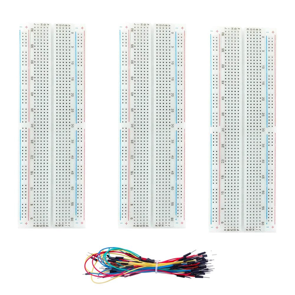 YHYZ 3PCS Solderless Breadboard 830 (MB-102) + 1 Set of Breadboard Jumper Wire (65PCS), Prototype PCB Bread Board Kit Coming with Dupont Wire, for DIY Arduino Proto Raspberry Rasp Pi Project