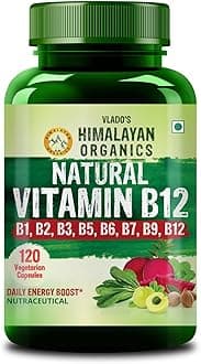 Vlado's Himalayan Organics Plant Based Vitamin B12 Supplement | B1,B2,B3,B5,B6,B7,B9,Moringa| Boost Energy Level | For Memory, Brain, Heart & Nervous System Support | B12 supplement for Men & Women - 120 Veg Capsules