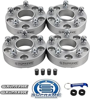 Supreme Suspensions - 4pc Set [Silver] 2" Hub Centric Wheel Spacers for Jeep Wrangler JK, Commander, Grand Cherokee WJ WK [BP: 5x5 / CB: 71.5mm / Studs: 1/2" x20] - 4 Tire Valve Caps Included
