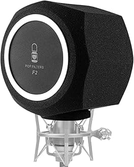 Microphone Pop Filter, Professional Mic Windscreen, Thick Wind Shield Acoustic Filter for 45mm-60mm Recording Studios Microphones, Sound-Absorbing Foam that Reduces Noise and Reflections (Oct Black)