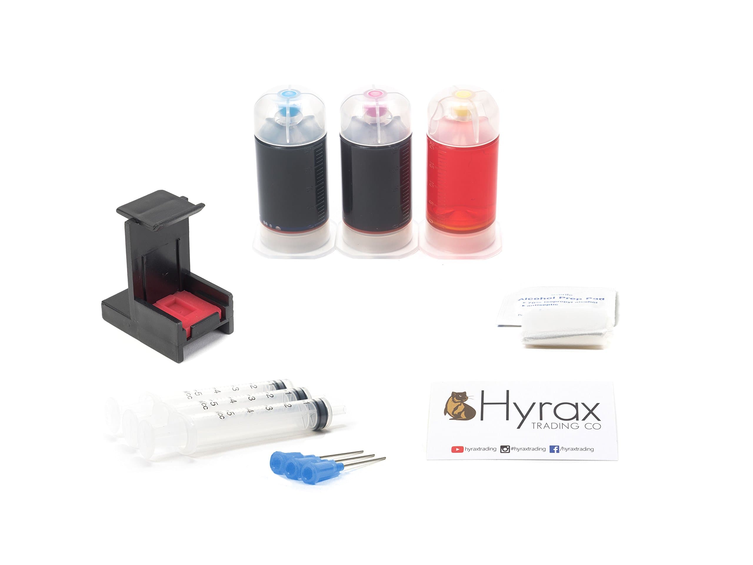 Hyrax TradingInkPro Tri-Color Ink Refill Box Kit for HP 62, 63 Ink Cartridges
