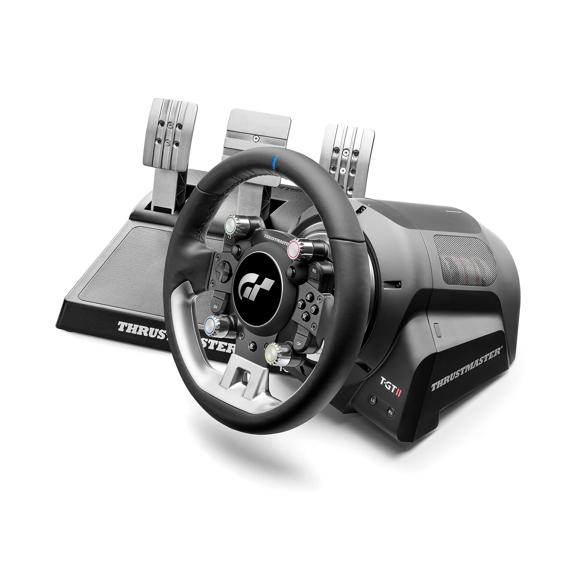 Thrustmaster T-GT II, Racing Wheel with Set of 3 Pedals, PS5, PS4, PC, Real-Time Force Feedback, Brushless 40-Watt Motor, Dual-Belt System, Magnetic Technology, Interchangeable Wheel