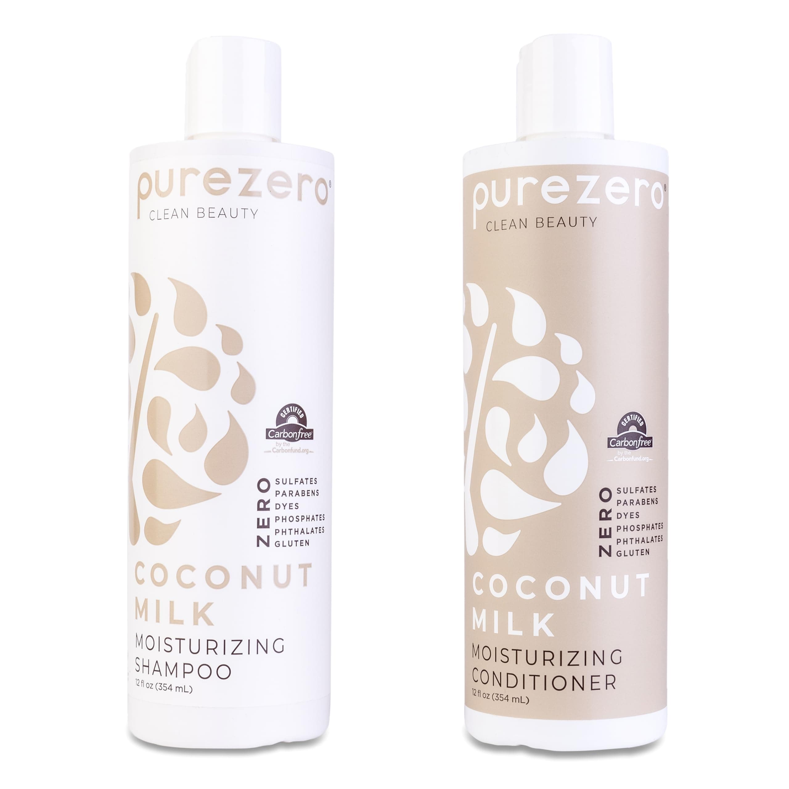 Purezero Coconut Milk Shampoo & Conditioner set - Intense Hydration & Increase Shine - Fight Dandruff & Frizz - Zero Sulphates, Parabens, Dyes - 100% Vegan & Cruelty Free - Great For Colour Treated...