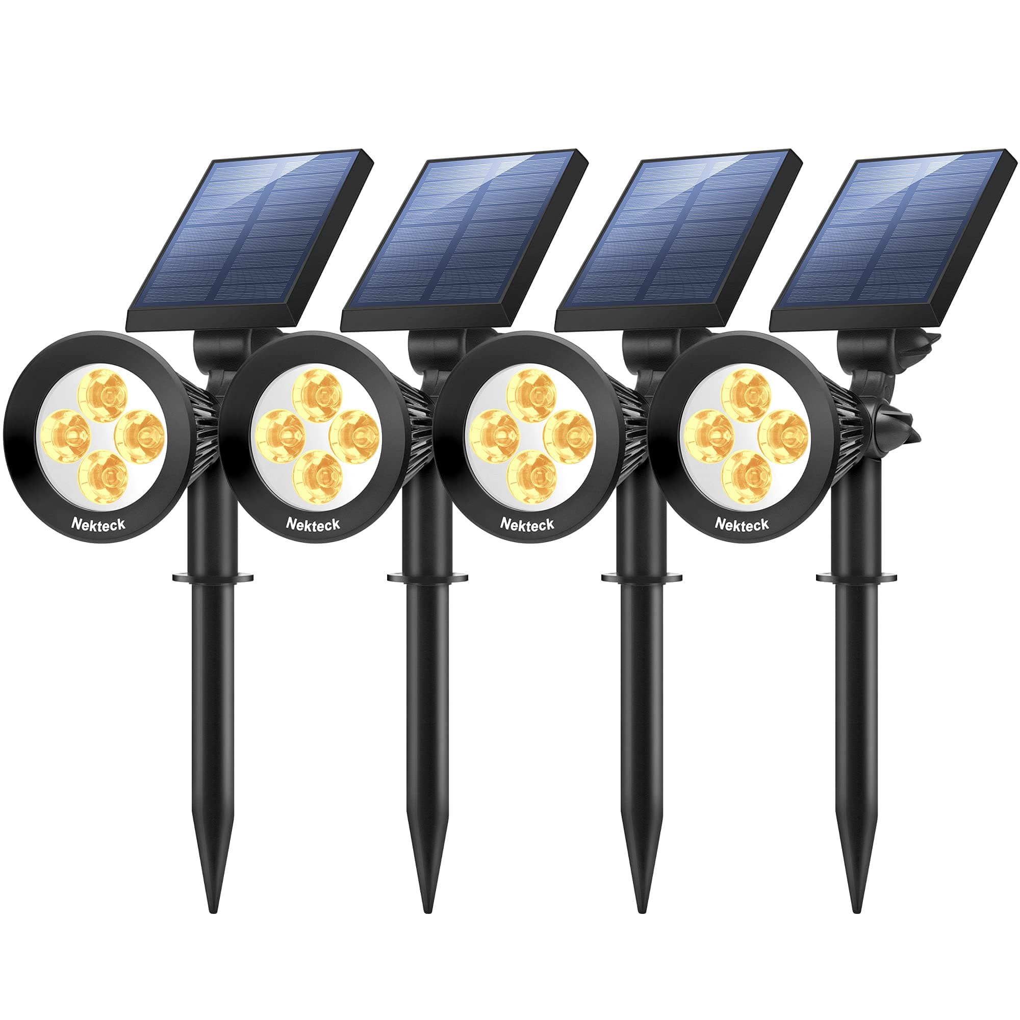 Nekteck 4 Pack Solar Lights,2-in-1 Outdoor Solar Spotlights Powered Adjustable Wall Light Landscape Lighting,Bright and Dark Sensing,Auto On/Off for Yard, Pathway, Walkway, Garden, Driveway