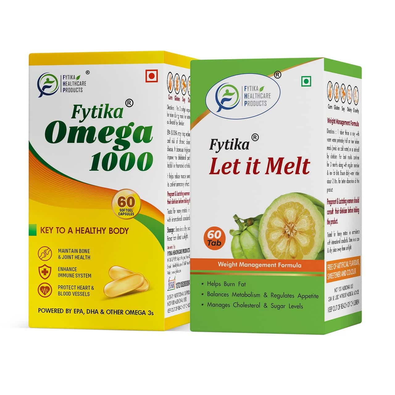 Combo Pack For Weight Management | Let It Melt Weight Management Tablets (60 Tablets) + Omega 1000 Omega 3 Fatty Acid Capsules(60 Capsules)