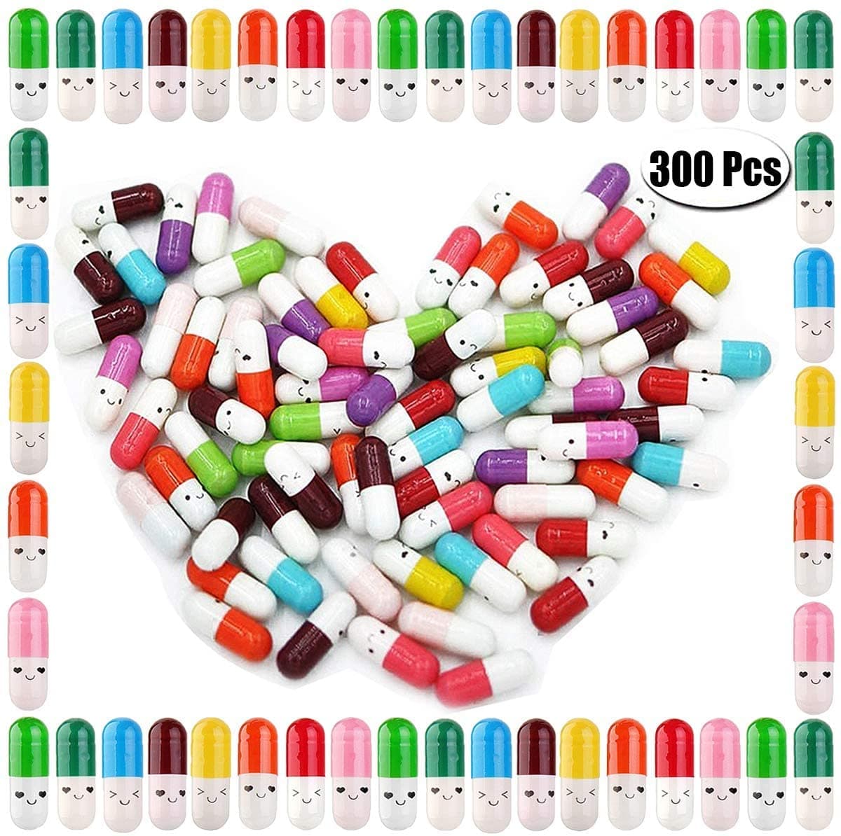 300 Pcs Tiny Love Message Capsule Letter in a Bottle Cute Love Friendship Half Pill in Random Color