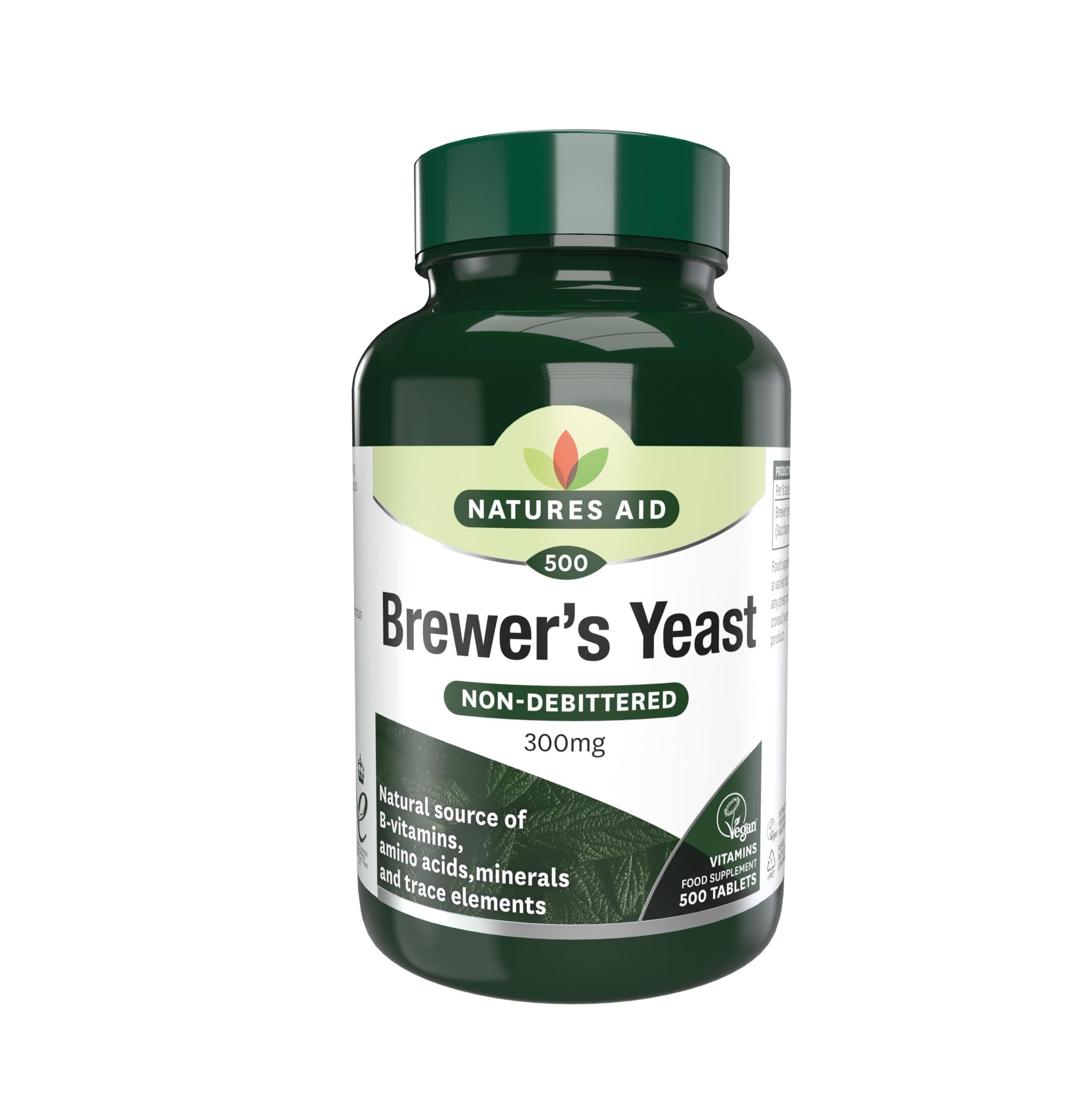Natures Aid Brewers Yeast, 300 Mg, 500 Tablets (Natural Source Of B-Vitamins, Amino Acids, Minerals And Trace Elements, Vegan Society Approved, Made In The Uk)