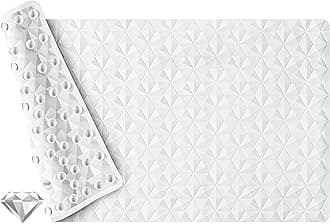WRISIN Non Slip Bathtub Mat for Bath Tub Shower - Natural Rubber Mat with 241 Suction Cups - Soft Bathroom Safety Mat - Unique Diamond Pattern - Fatigue Relief - Machine Washable - 16 × 28 Inch