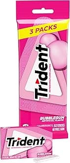 Trident Bubblegum Sugar-Free Chewing Gum, 3 Packs of 14 Pieces (42 Total Pieces)