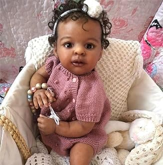 Zero Pam Black Reborn Baby Girl Dolls 19 Inch Full Body Silicone Reborn Baby Black Newborn Dolls Lifelike African American Doll Realistic Anatomically Correct Baby Doll