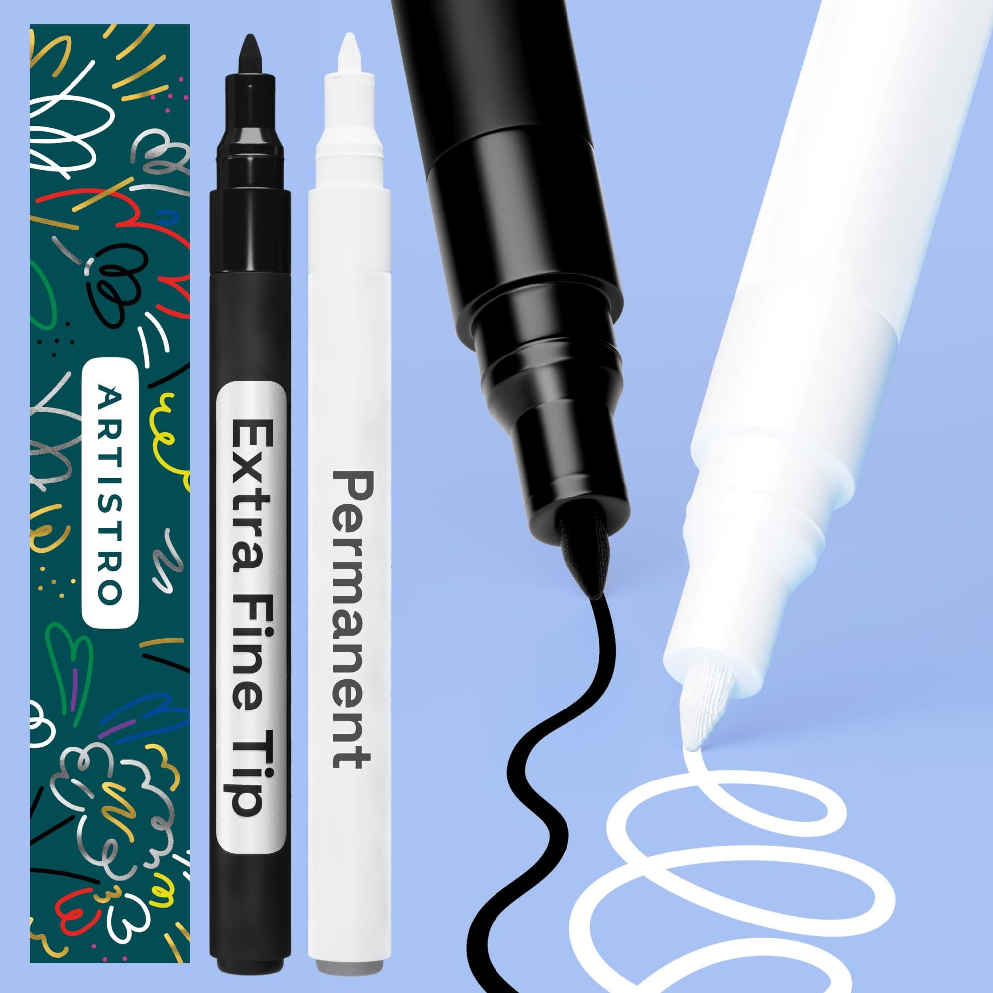 Set of 2 Oil-Based Paint Pens Extra-Fine White+Black