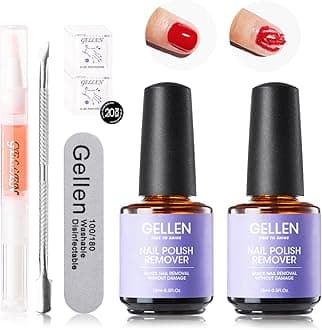 GellenGel Nail Polish Remover - 2Pcs Gel Polish Remover for Nails with Cuticle Pusher and Cuticle Oil, Quick & Easy Gel Nail Polish Removal in 2-5 Minutes, No Need Soaking or Wrapping 15ml 0.5fl.oz