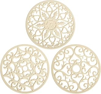 Smitchraft Silicone Trivets for Hot Dishes, Pots & Pans, Multi-Use Hot Pads Kitchen Quartz Countertops, Pot Holders Trivet Mat, Non-Stick Carved Heat Resistant Mats for Counter & Table, Set 3 Biege