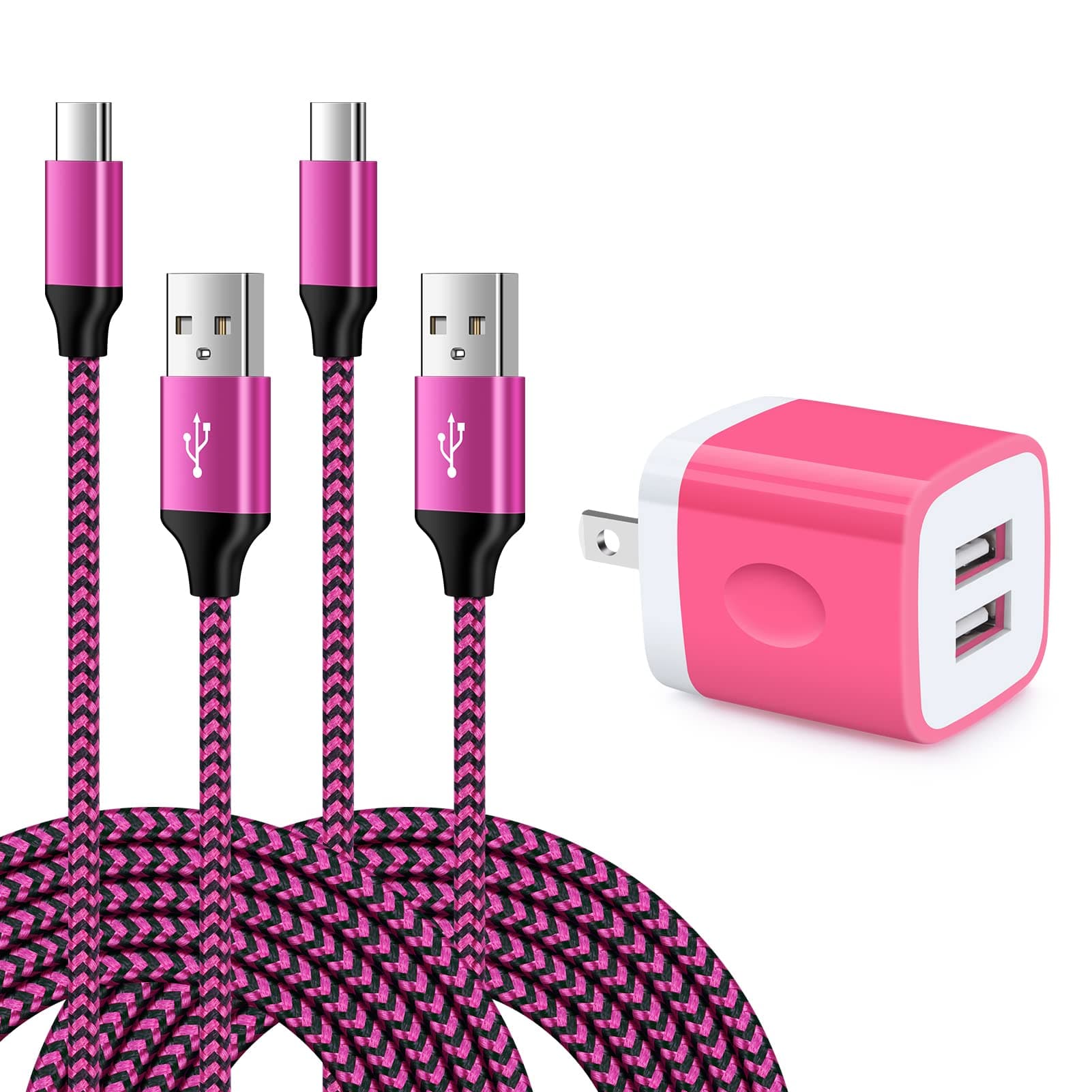 Dual USB Wall Charger for Google Pixel 7/7Pro/6/6Pro/6a/5/5a/4,LG ThinQ G8/G8X/G8S/G7/V60 5G/V50/W41+/W41 Pro/W41/W11/Wing 5G/Velvet,USB Charger Block with 6ft Type C Cable for Samsung Galaxy,Moto