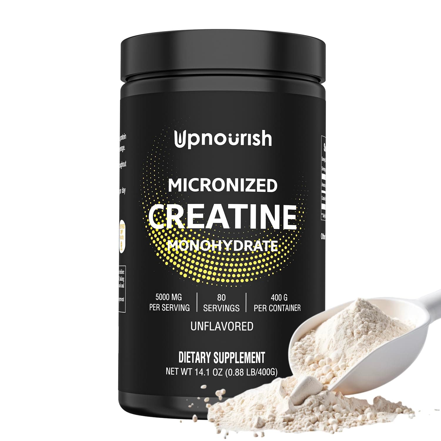Micronized Creatine Monohydrate Powder 400 G - Unflavored Vegan for Pre Workout, Muscle Building Pure Women and Men Instantized Supplement, 80 Servings 14.1096 Ounce