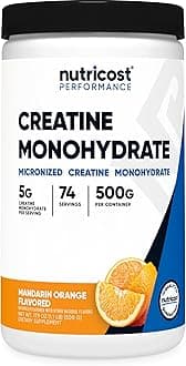 NutricostCreatine Monohydrate Powder (Mandarin Orange, 500 Gram) - Micronized Creatine Supplement - Vegan, Non-GMO, Gluten Free