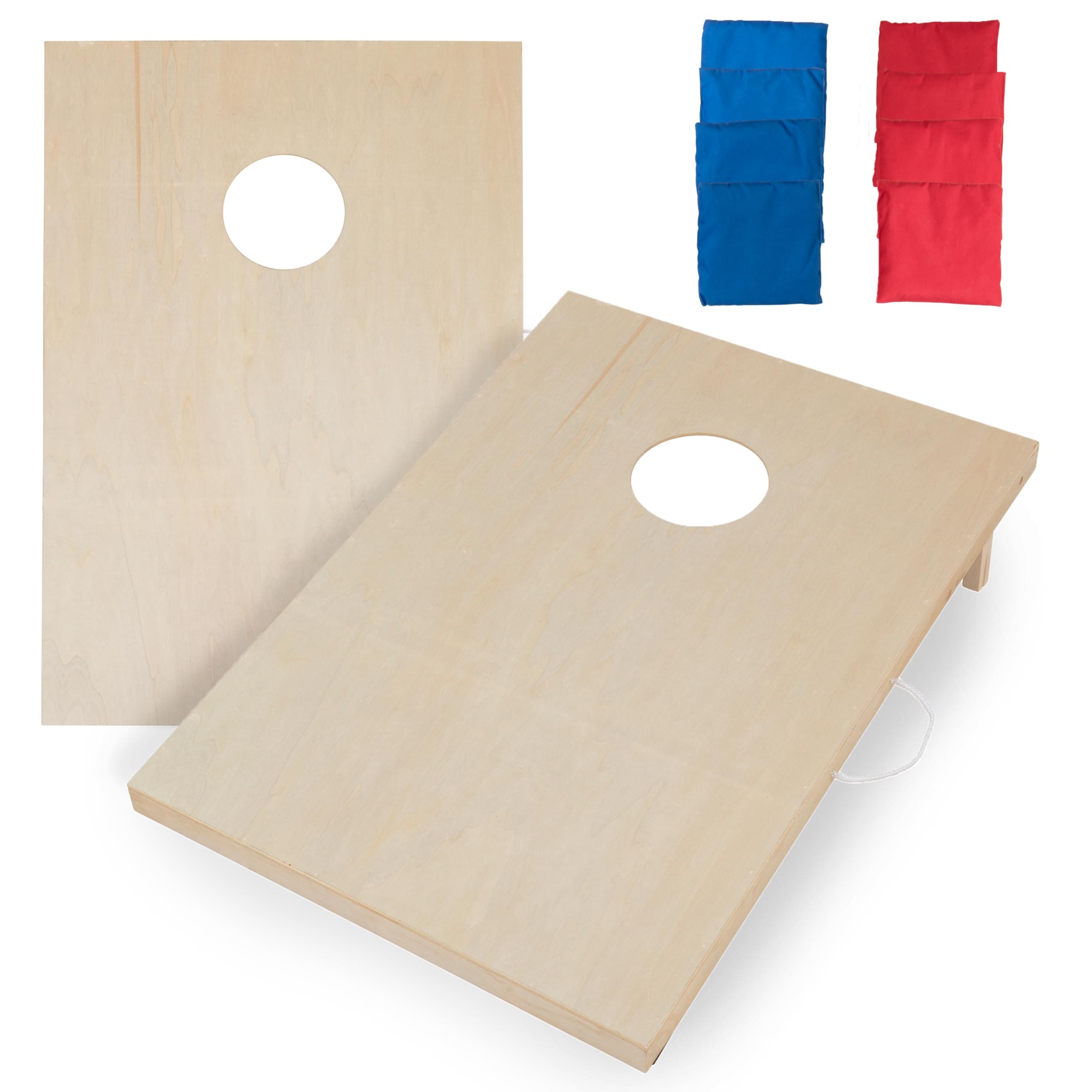 - 2x4 and 2x3 Solid Wood Premium Cornhole Sets - Poplar Veneer Plywood - Solid Wood Rear Legs - Interior Bag Storage - 8 Bags Included