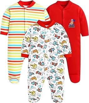 EIO® 100% Cotton Rompers Sleepsuits Jumpsuit Night Suits for Infants Newborn Baby Boys & Girls