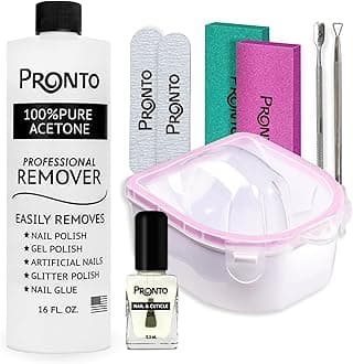 - Gel Nail Polish Remover Kit - 16oz Pure Acetone, Nail Soaking Bowl, Moisturizing Cuticle Oil, Manicure Kit Including Gel Nail Polish Tools, Nail File, Nail Buffer, Cuticle Pusher & Nail Scraper