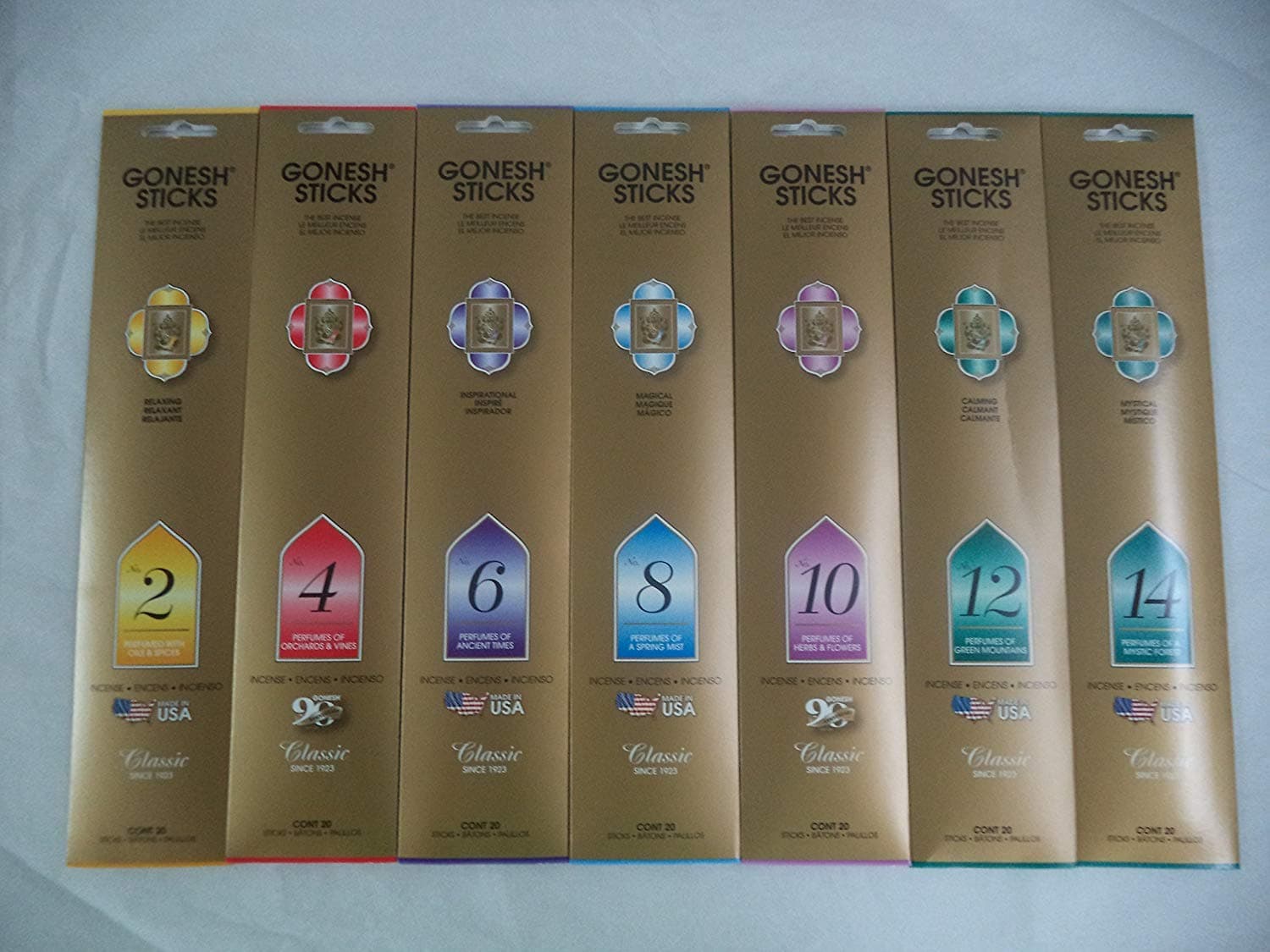 2 4 6 8 10 12 14 Incense Sampler 20 Sticks X 7 Packs (140 Stick)