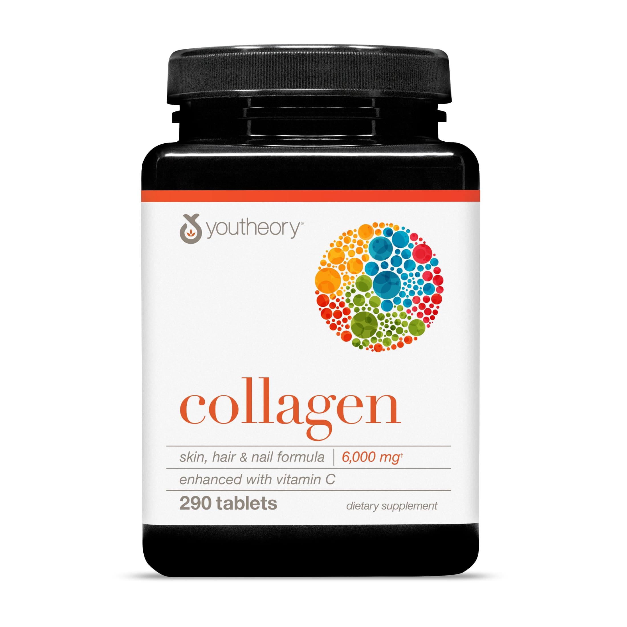 Advanced Collagen - 6,000 mg Hydrolyzed Collagen Peptides - Includes Antioxidants & Contains Vitamin C - Hair Growth, Nails, Joint Health & Bone Support* - 290 Tablets (48-Day Supply)