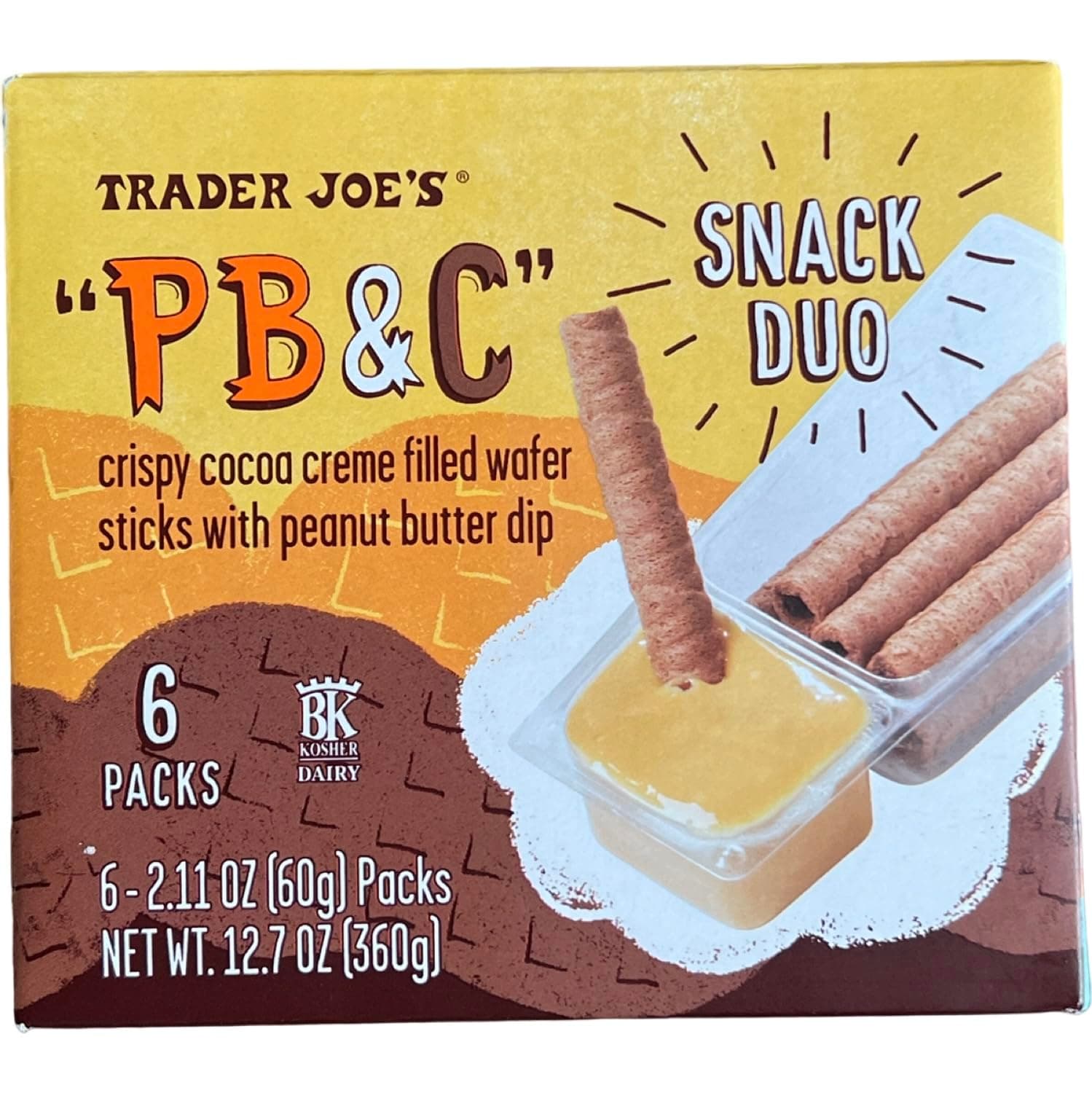 PB&C Crispy Cocoa Creme Filled Wafer Sticks with Peanut Butter Dip Snack Duo by Trader Joe's 12.7 Oz - (Pack of 1)