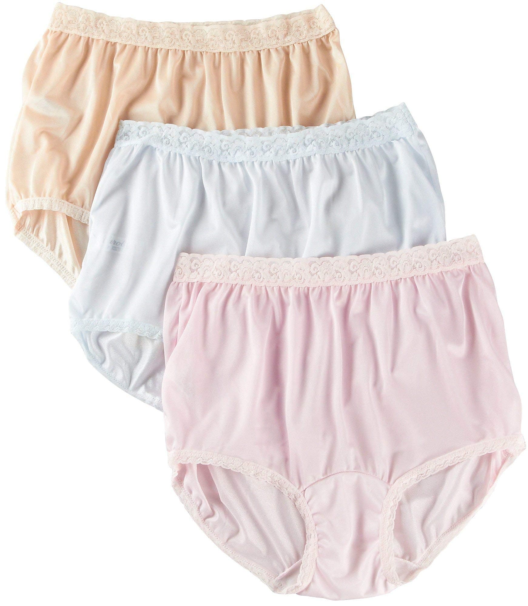 Caroler Nylon Lace Trim Briefs #3945 ASSORTED PASTELS 8