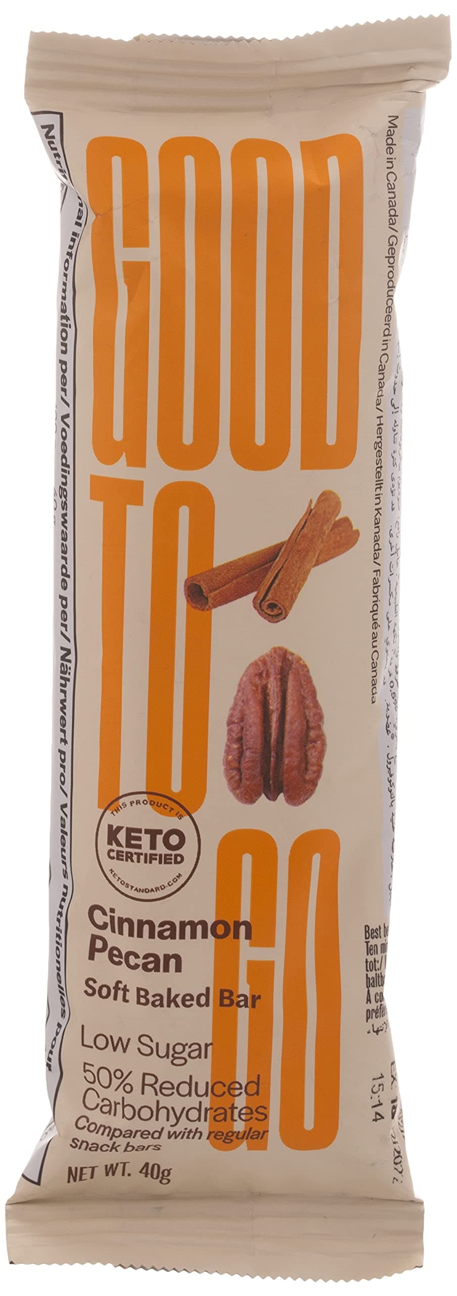 Good To Go Soft Backed Cinnamon Pecan Keto Bar, 40 gm
