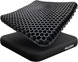 Gel Wheelchair Seat Cushion for Long Sitting - Cooling Office Chair Cushion for Sciatica, Back, Pressure Sore, Tailbone Pain Relief - Soft & Breathable Butt Pillow with Non-Slip Cover for Wheelchair