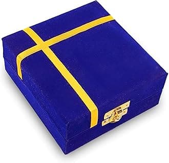 Diya German Silver Oil Lamp with Blue Velvet Box Silver Plated Panchmukhi Dia Pooja Items Home Decoration Puja Gifts Handmade Diwali Gift Traditional Indian Dhanteras Deepawali Upahaar