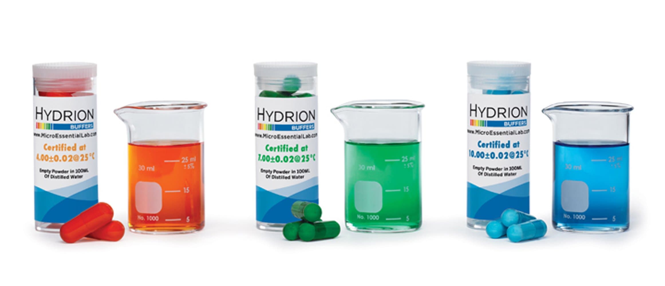 Micro Essential Labs Hydrion Tri-Chek Buffer Set Vials 4-7-10 ph