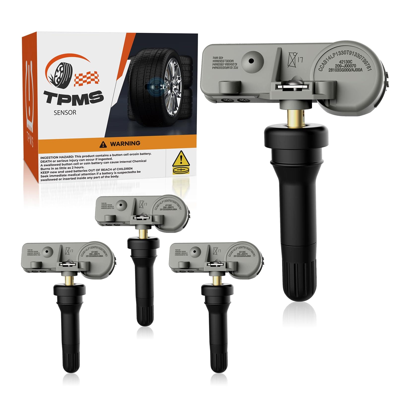 TPMS Sensor, GM 315MHZ Pre-Programmed Tire Pressure Sensors Fit for Chevy Silverado GMC Cadillac Buick Pontiac Saturn Hummber Saab 13581558 13586335 13598771 4pcs