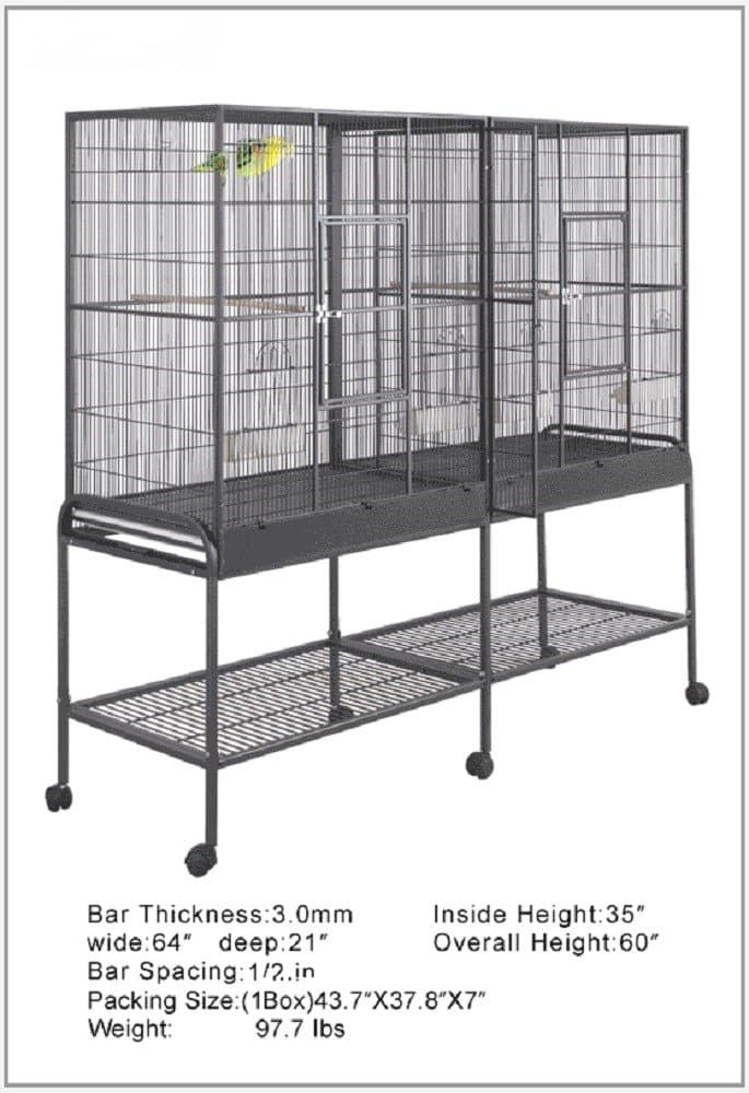 Hq 16421bk Side by Side Double Aviary- Black