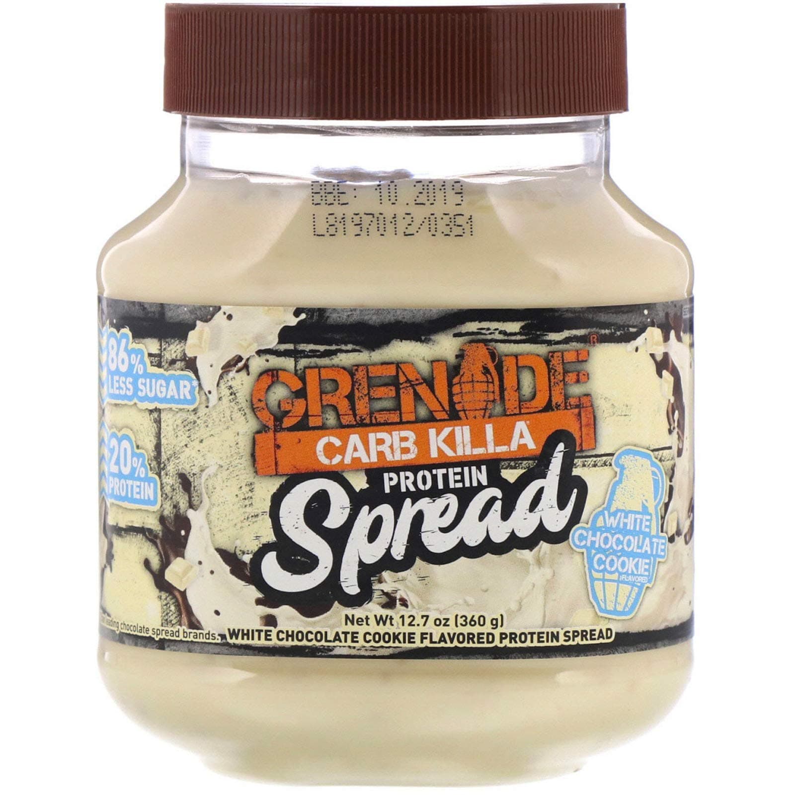 Carb Killa Protein Chocolate Spread | 7g High Protein Snack | High Protein Low Sugar | No Stir | White Chocolate Cookie, 12.7oz