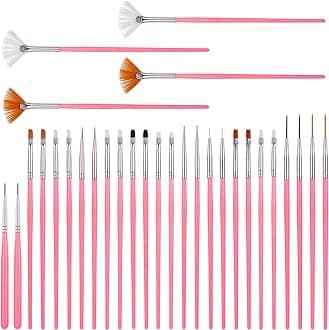 30 PCS Cake Decorating Brushes Cake Painting Brushes Fondant Paint Brush Food Paint Brush Baking Decorating Tools Cookie Brushes DIY Tool Set Cake Decorating Painting Tool Icing Pastry Brush(Pink)