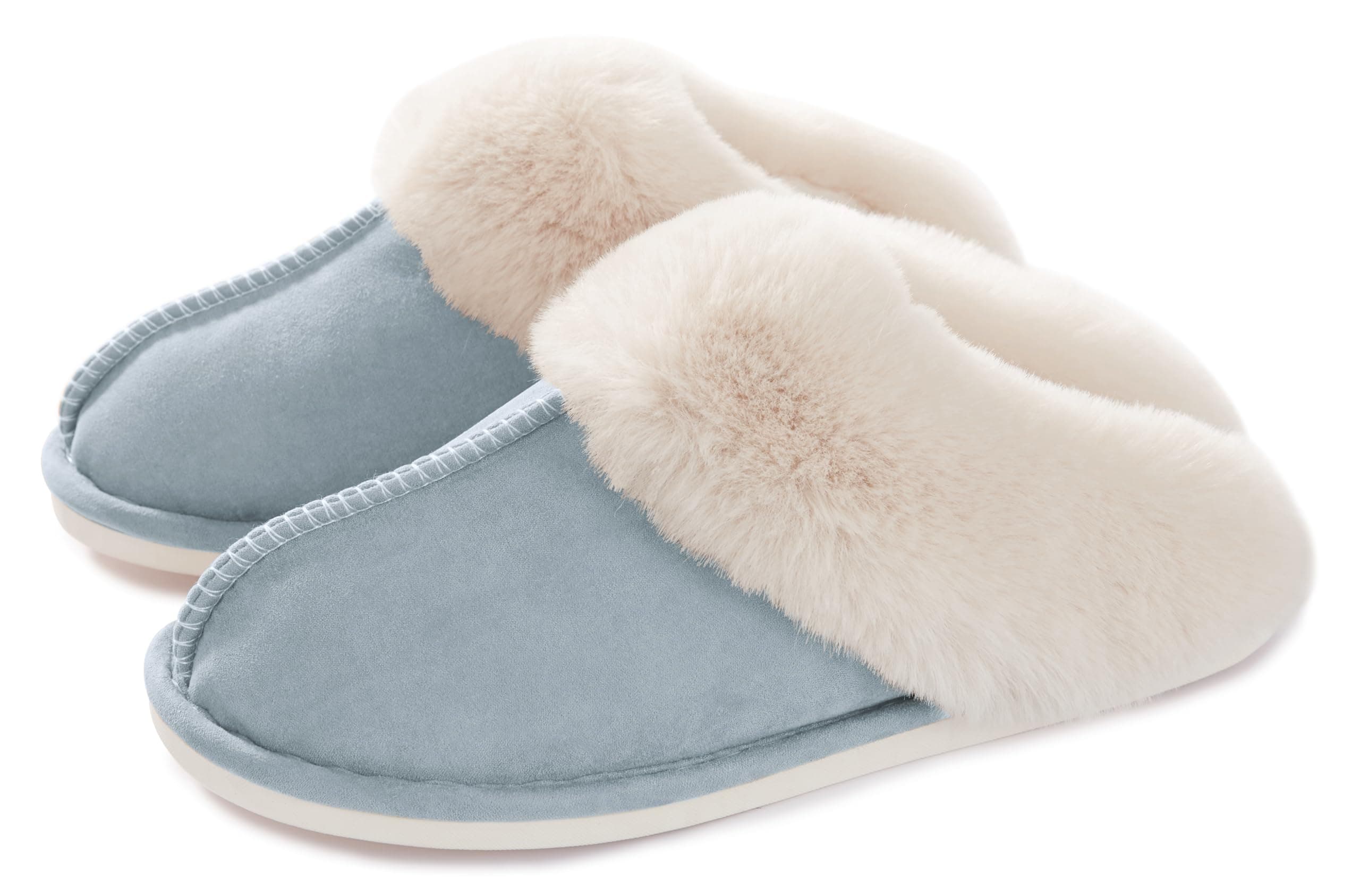 Womens Slipper with Memory Foam Fluffy Soft Warm Slip On House Slippers Anti-Skid Cozy Plush for Indoor Outdoor