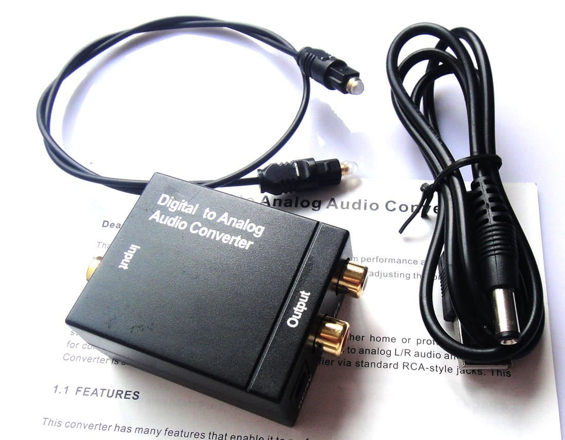 Digital Optical Toslink Digital to Analog Audio Converter and S/pdif Coaxial Inputs6 Foot Heavy Duty Optical Toslink Cable with Gold Plated Connector Tips Included