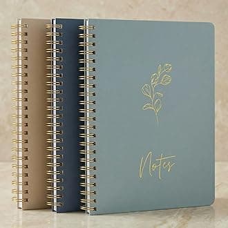 Aesthetic Spiral Notebook Set of 3 For Women - Cute College Ruled 8x6 Journal/Notebook with Large Pockets And Lined Pages - Perfect Supplies to Stay Organized at Work or School