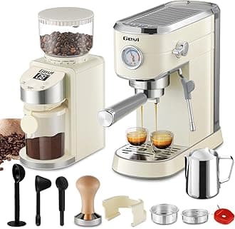 Gevi Espresso Machine 20 Bar with Grinder, Professional Espresso Maker with 35 Precise Grind Settings Burr Coffee Grinders Combos, Super-Automatic Espresso Machines, Ideal for Coffee Lover